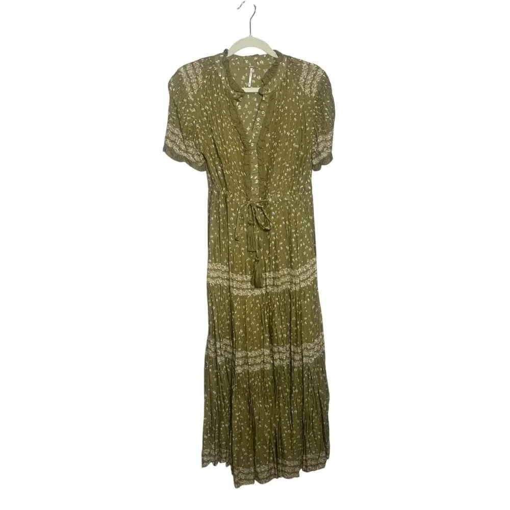 NWOT Free People Rare Feelings Tiered Printed Maxi Dress Women's Sz. XS